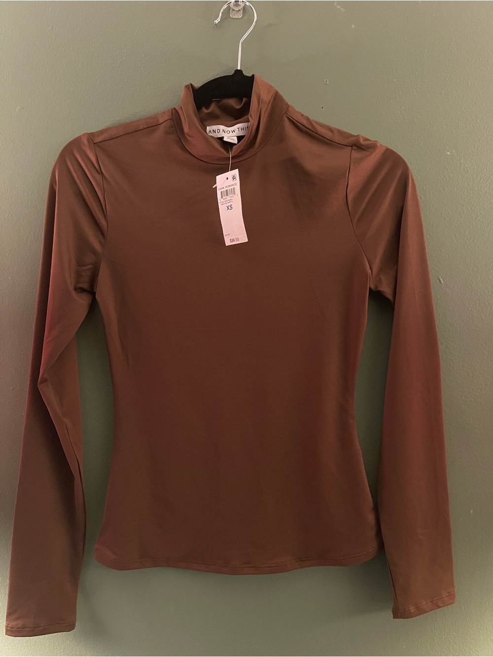 And Now This Brown Long-Sleeve Mock Neck Top